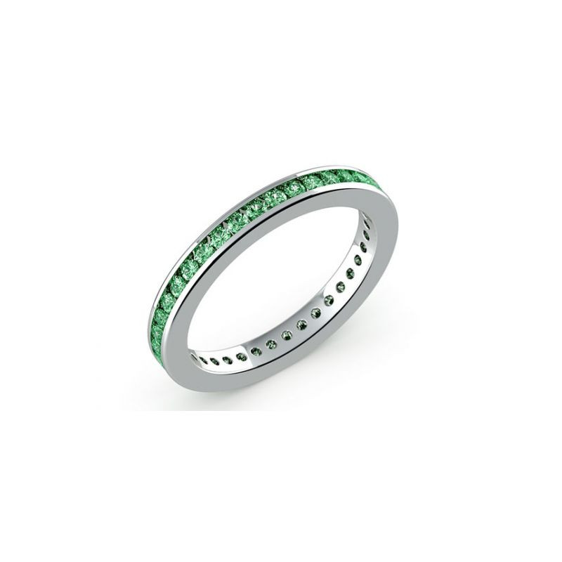 خاتم زواج مُرصّع بالماس الأخضر المفصول فيما بينه بالمعدن