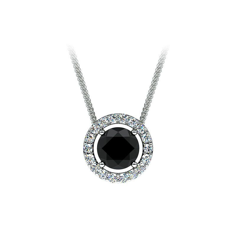 Pendentif Diamant noir NELIA Or Blanc 750/1000 1.00 Carat